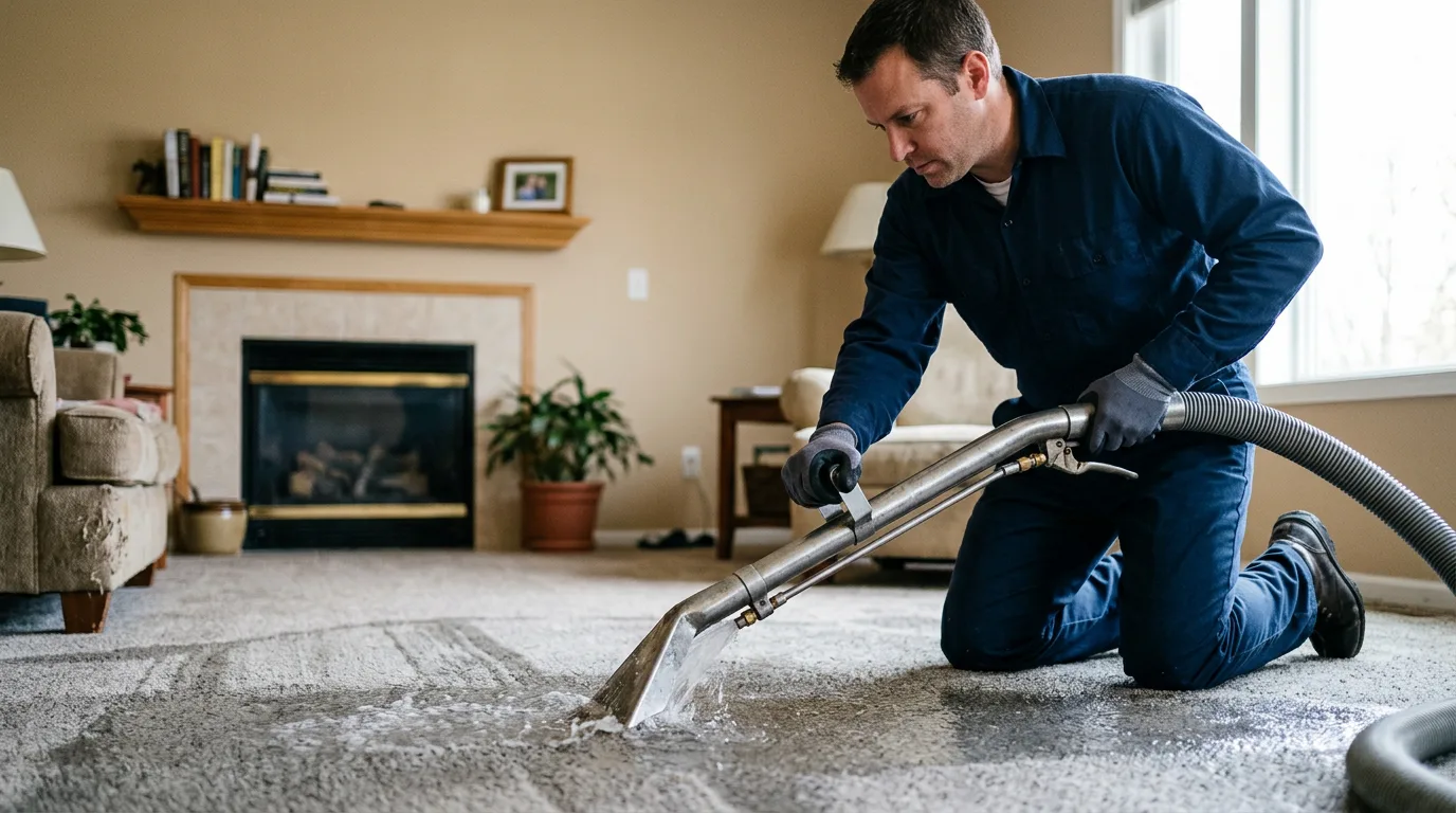 Water damage restoration technician working near Mansfield, OH